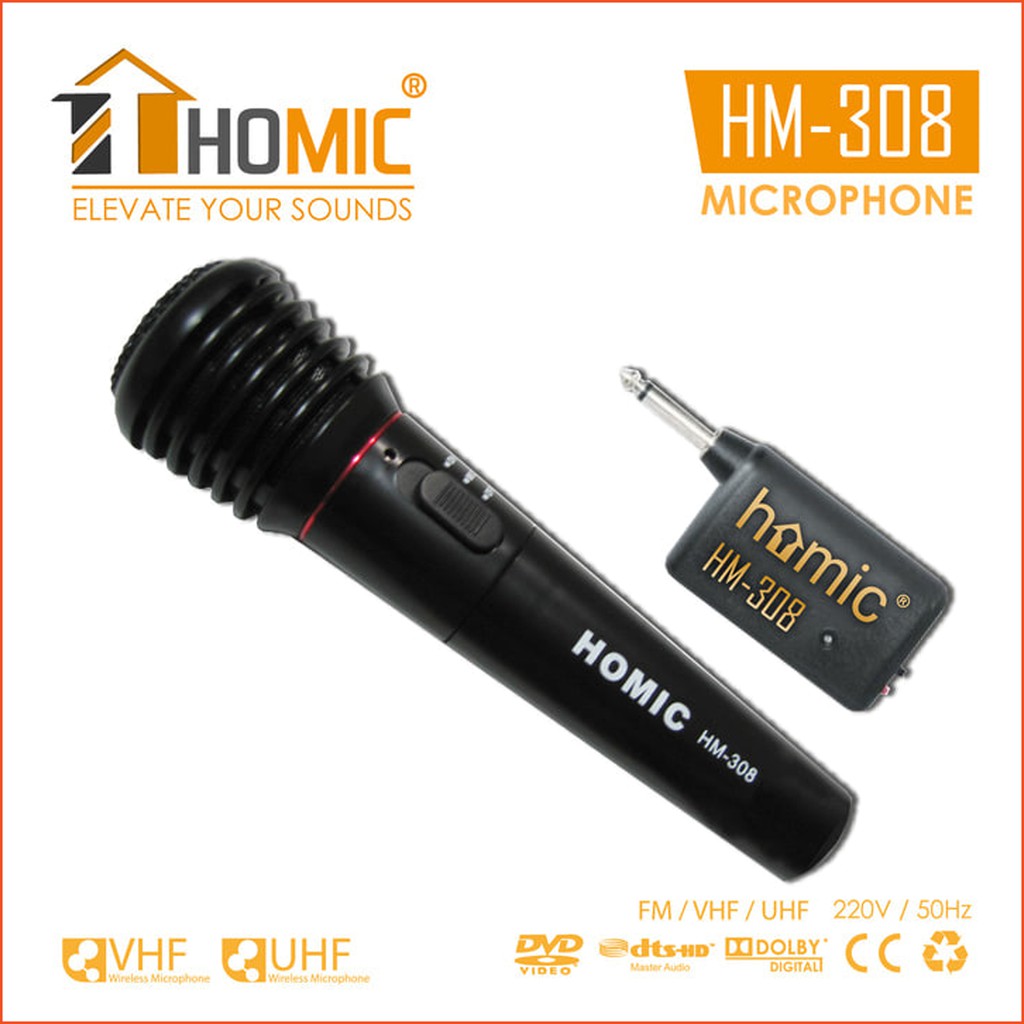 Homic Mic Wireless dan Kabel HM-308 Microphone Karaoke