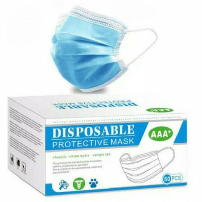 MASKER 3 PLY isi 50pc / SURGICAL MASK / DISPOSABLE MASK / MASKER MULUT ISI 50 pcs