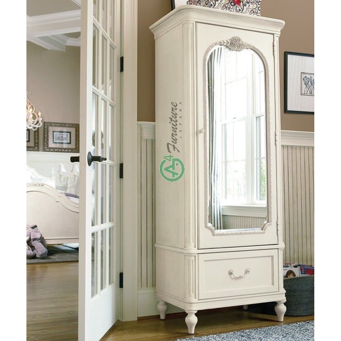 Lemari Pakaian 1 Pintu Kaca Minimalis - Kayu Mahoni