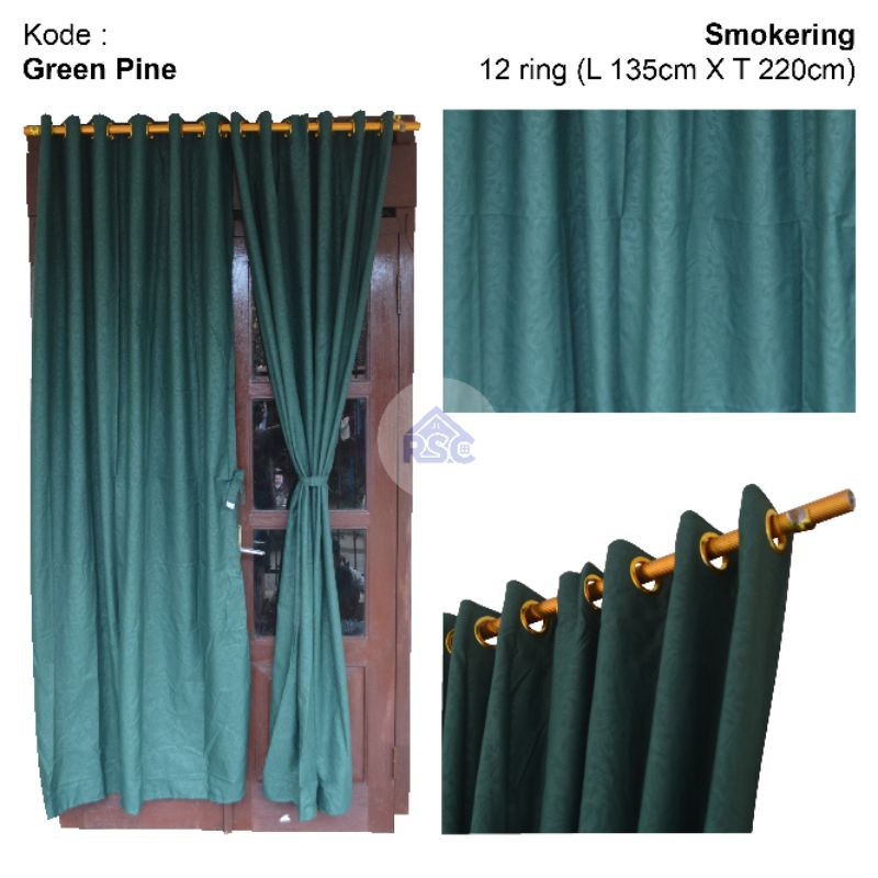Gorden pintu polos embos warna tosca,gorden polos hijau lumut,gorden polos green pine,gorden polos