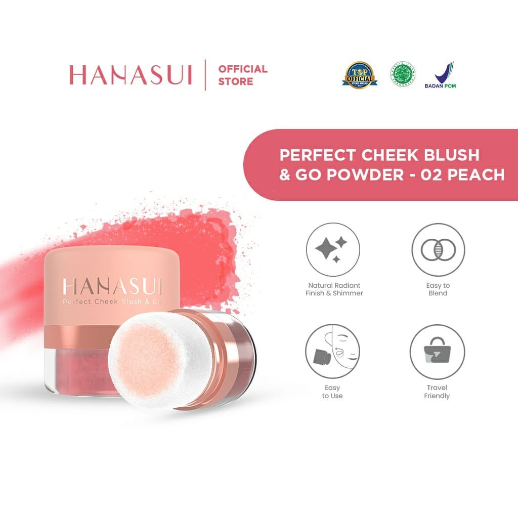 ❤ PAMELA ❤ Hanasui Perfect Cheek Blush &amp; Go 2,5gr - Blush On Shimmer Natural Original BPOM