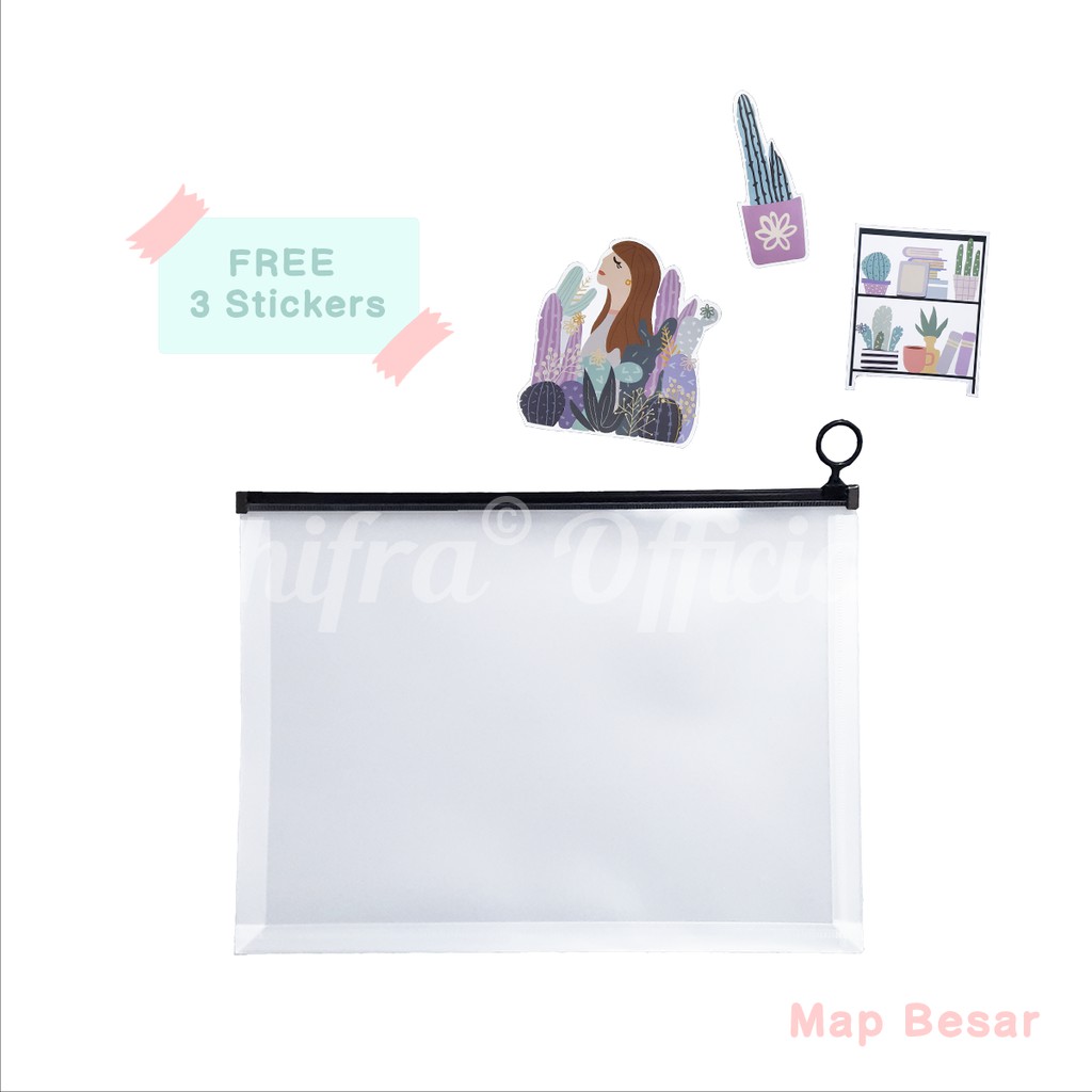 TEMPAT MASKER POUCH MASKER TEMPAT DOKUMEN TRANSPARAN SIZE A4 &amp; A5 STICKERS SHIFRA