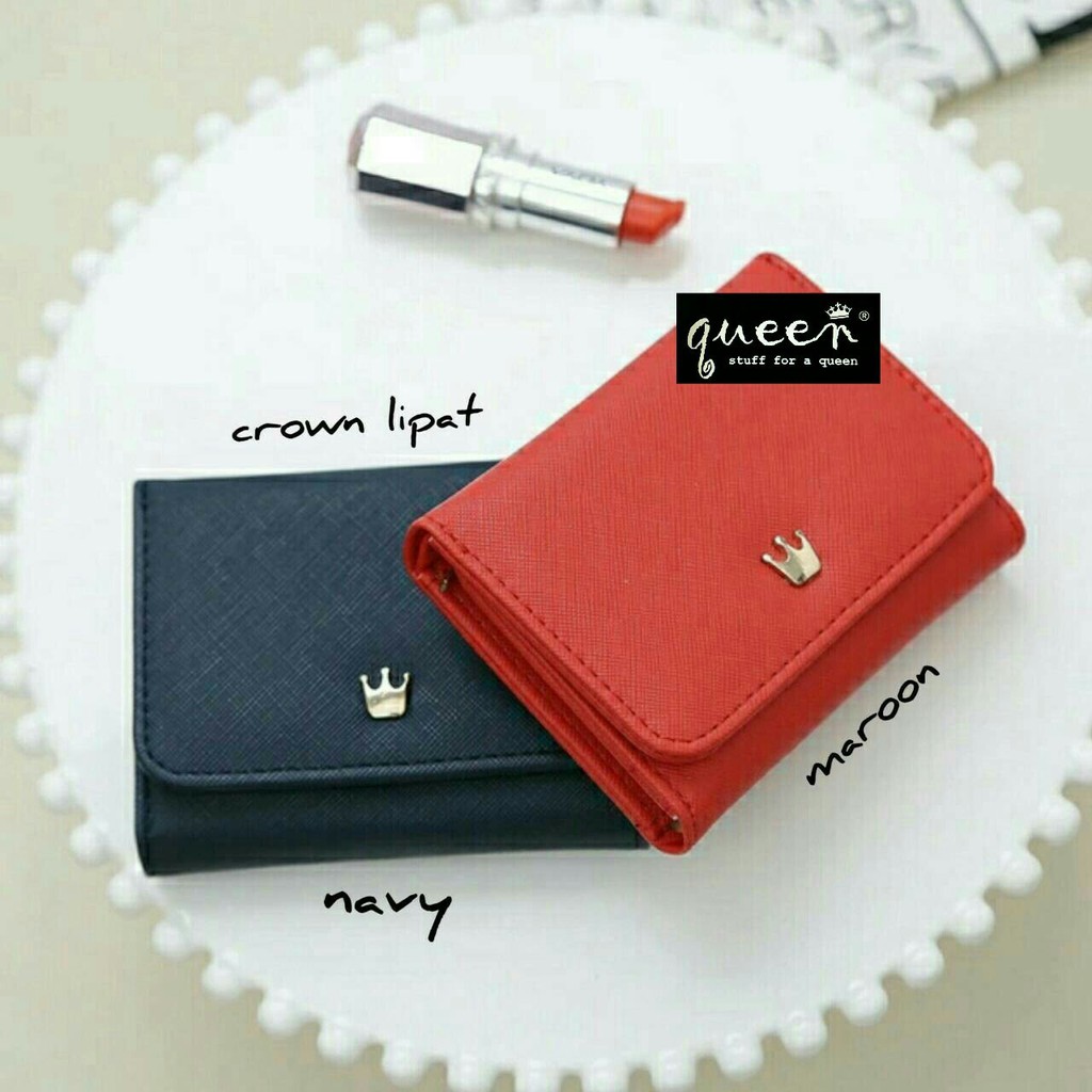 Promo Dompet Wanita Dompet Lipat Kotak Crown Mahkota Embos Lucu Elegan Bahan PU Leather Taiga Ukuran 10x10 20x20 20x15 Warna Hitam Coklat Pink Tosca Viral Murah meriah