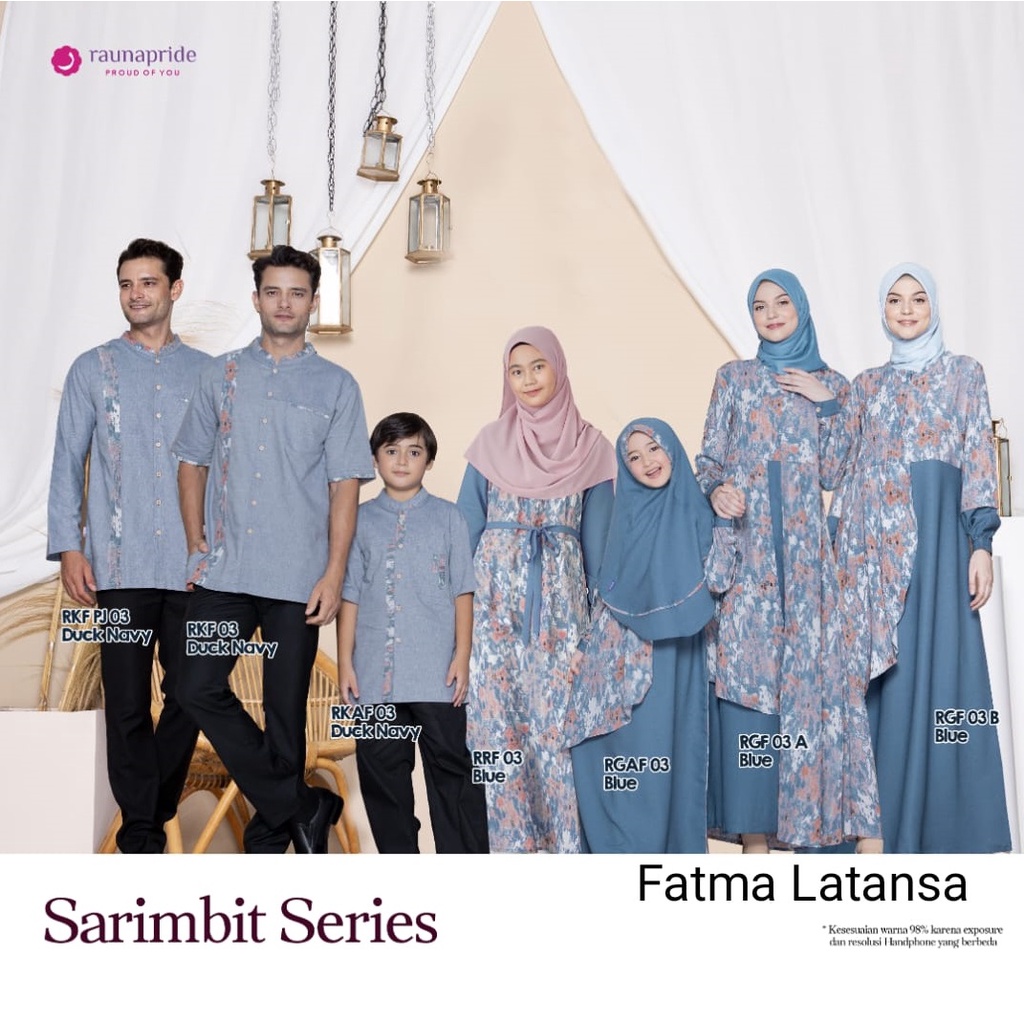 Sarimbit keluarga rauna 03 Blue  / baju couple keluarga / fashion muslim / gamis ibu dan anak / koko