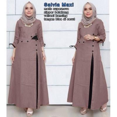 Salvia Maxi(Xl, Xxl) 4 Warna, Pakaian Gamis Maxi Muslim Wanita
