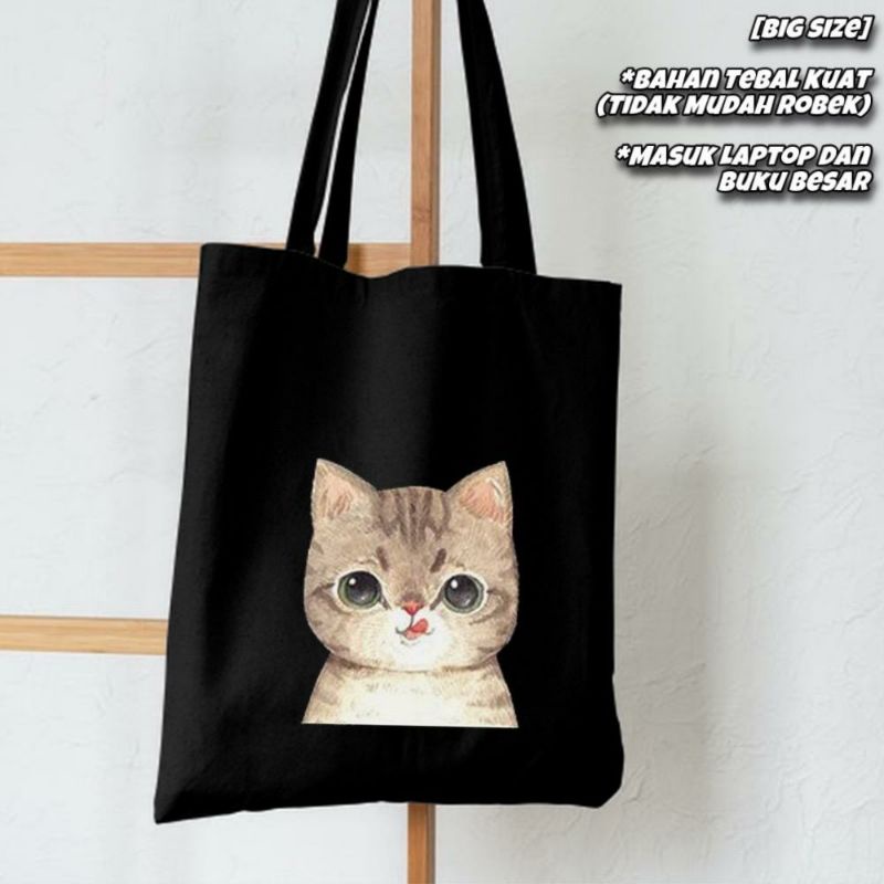 FLASH SALE 7.7 - [RESLETING + MUAT LAPTOP] KELUARGA KUCING TOTEBAG SEMI KANVAS | TOTEBAG RESLETING | TOTEBAG BESAR | TOTEBAG KOREA | TOTEBAG TEBAL | TOTEBAG LAPTOP | TOTEBAG NONGKI | TOTEBAG MOTIF | TOTEBAG NONGKRONG | TOTEBAG KUCING | TOTEBAG