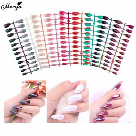 [PROMO] 24 pcs STIKER KUKU TEMPELAN WARNA MATTE FAKE NAIL POLOS PENGANTIN FULL COVER STICKER IMPOR