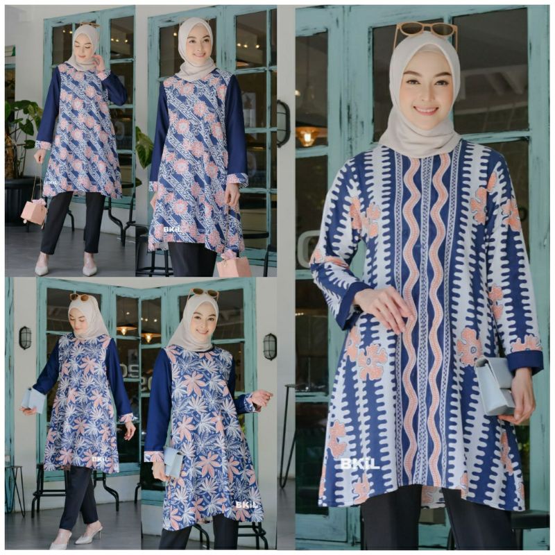 Baju Tunik Batik Calistha Bestseller Ukuran M, L, XL, Dan XXL Baju Kantor, Kerja, Kuliah, Nikahan, K