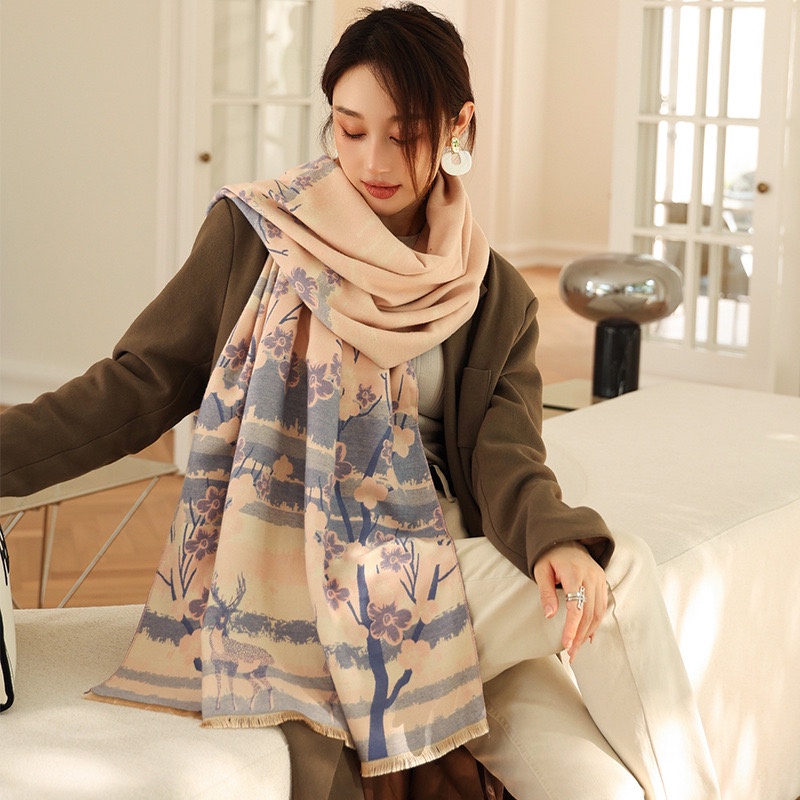 DAISY Syal Scarf Shawl Elegan Motif Import Cashmere