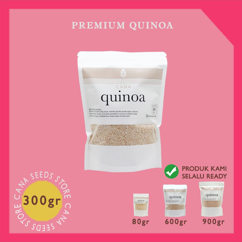 

Quinoa Putih 300 Gram Premium White Chenopodium Kinoa Pearl Canaseeds