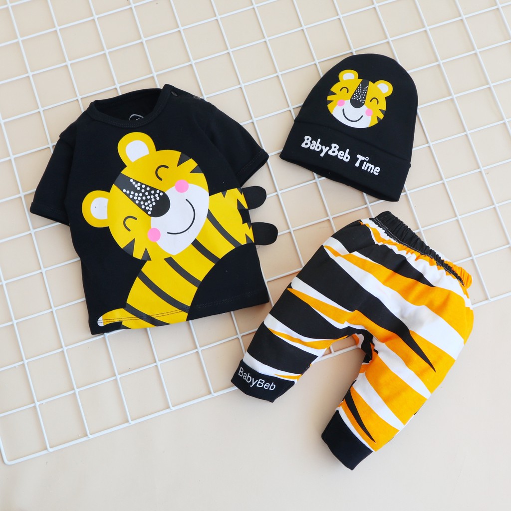 Nuna Store Baju anak laki laki / Setelan Baju Celana Anak Bayi laki laki dan perempuan  6-18 bulan cowok cewek adem BBB Motif Tiger