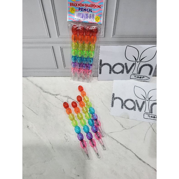(4pc) pensil lantu bensia model sate/pensil cabut pasang/pensil bongkar-Warna Bening