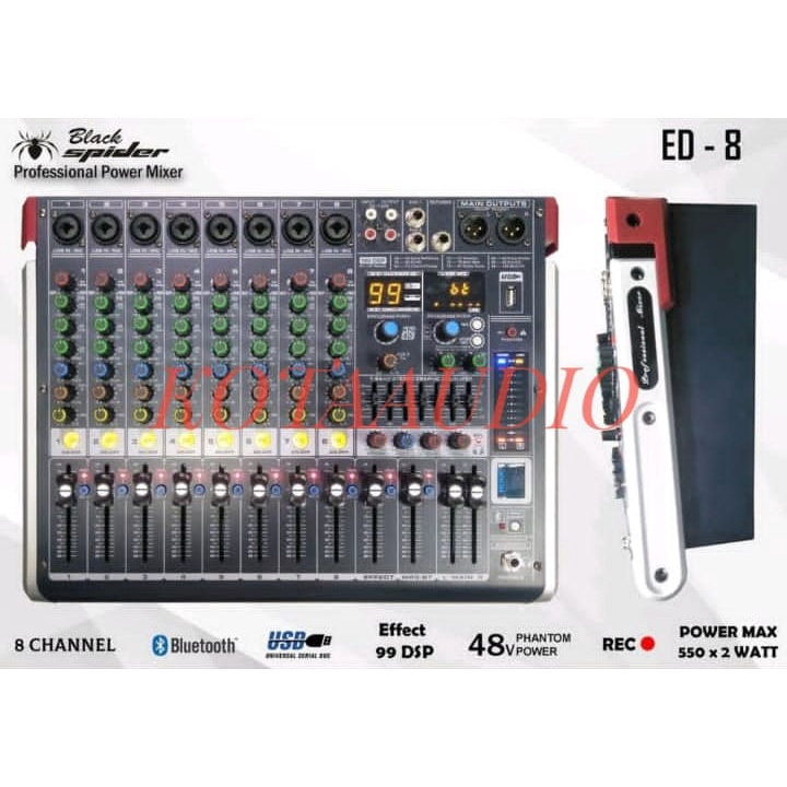 Power Mixer Blackspider ED 08 Black Spider ED08 ED8 / ED 8 8 Channel