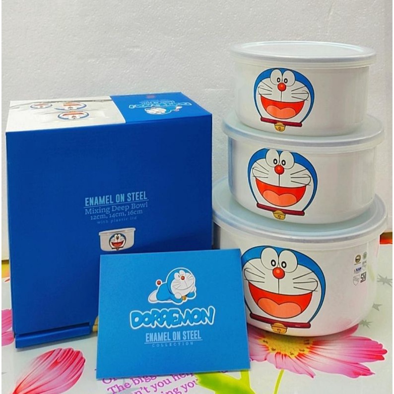 bowl set enamel doraemon