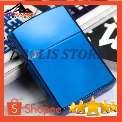 COD - ZIPPO POLOS BIRU KILAT BLUE MURAH 2 DENTING BONUS MINYAK