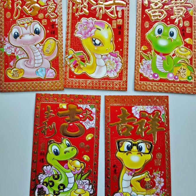 

Buruan Beli] (1 Set Isi 5) Angpao Imlek Amplop Uang Motif Shio Ular 9*16Cm