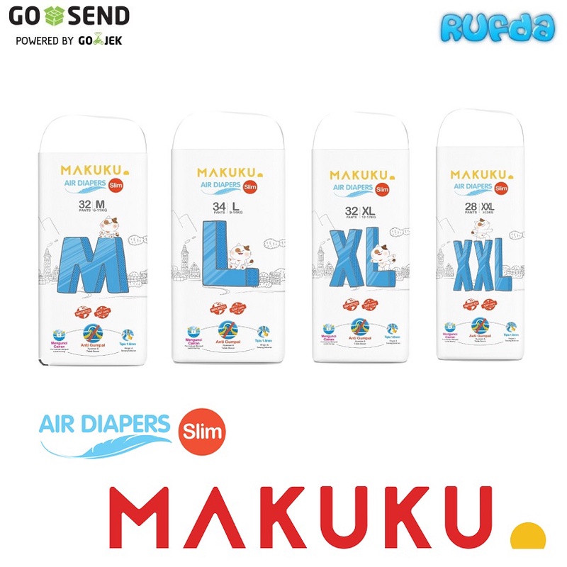 Makuku Diapers Air Slim Pants M32 | L34 | XL32 | XXL28 Celana Popok Bayi