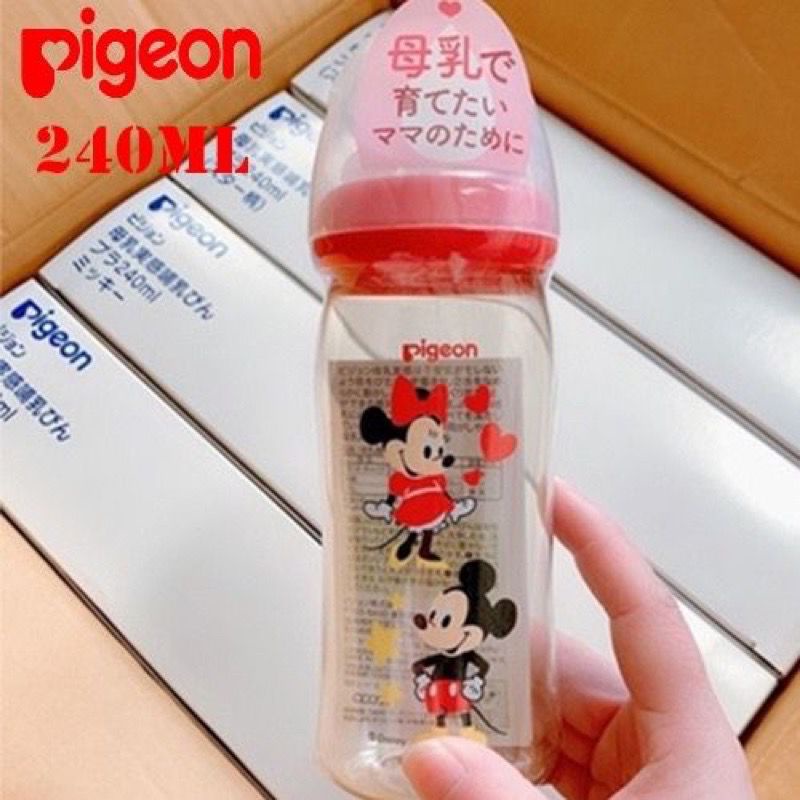 Pigeon Disney 160ml 240ml Botol Susu PPSU Wide Neck Mickey Minnie Pooh Snoopy