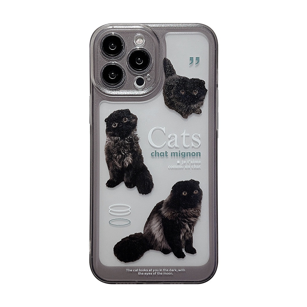 Case Pelindung Transparan Motif Kartun Kucing Hitam Untuk Iphone 14 7 8 Se 2020 7 + 8 PLUS 11 12 13 PRO MAX