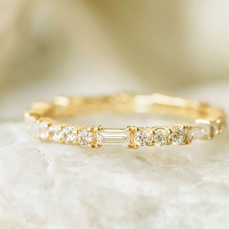 Cincin Bahan Tembaga Hias Zirconberlian Gaya Korea Untuk Wanita