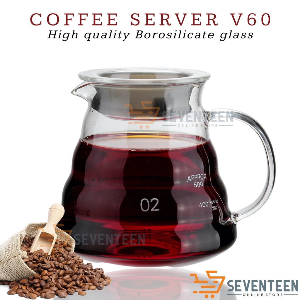 Jual COFFEE SERVER KOPI BOROSILICATE GLASS POUR OVER V60 300ML 900ML