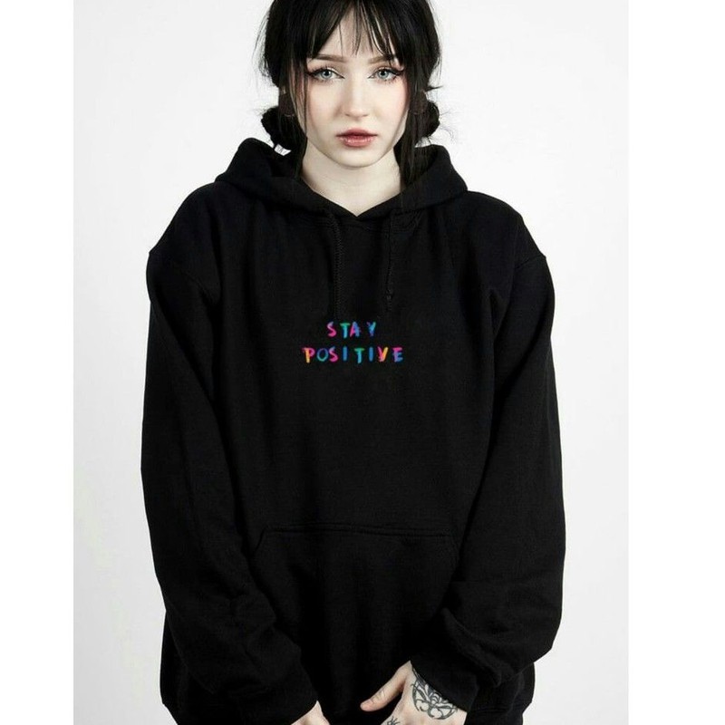 COD Sweater Hoodie Pria Wanita M-XXXL STAY POSITIV FLECEE TEBAL sweater fleece korean style