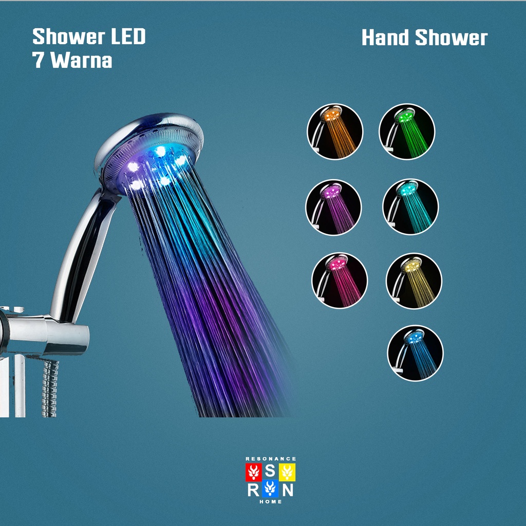 Kepala Shower Lampu LED Otomatis 7 Color / Kepala Pancuran Air Pelangi Resonance Home