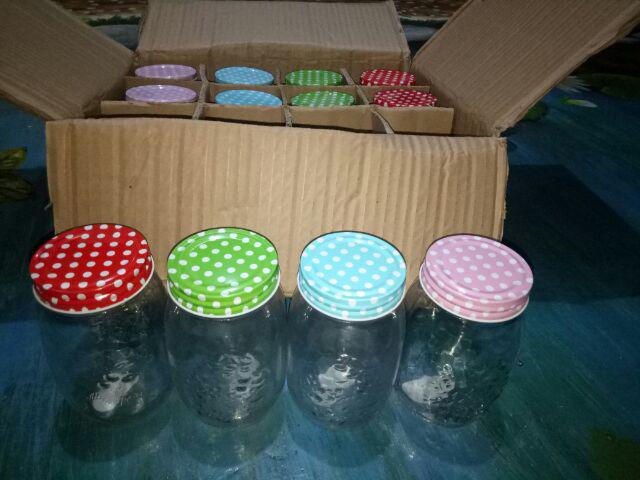 Polka Jar Tutup Stainless 500 Ml | Glass Jar | Toples Kaca | Cookies Jar