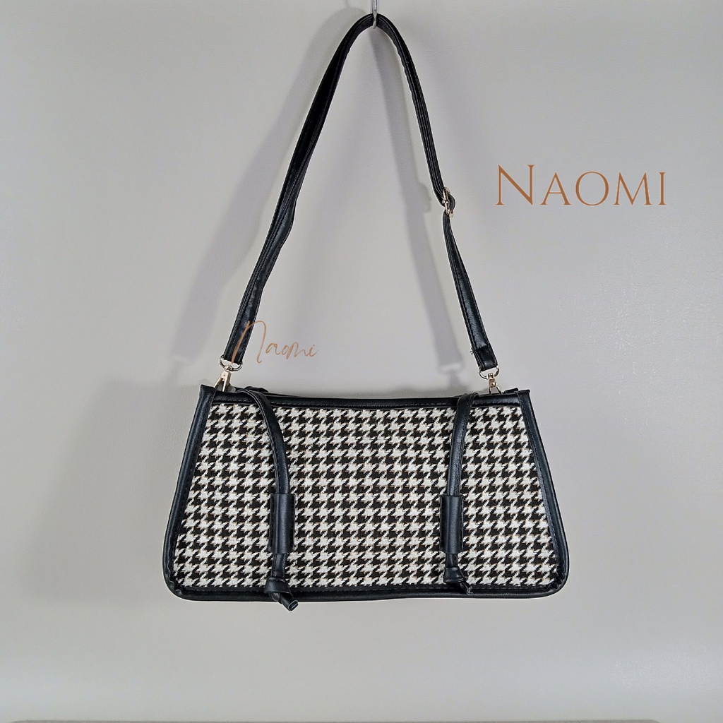 NAOMI - Margareth Shoulder Bag Import - Tas Branded Fashion Bag Wanita - Brown Black Shoulder Bag Premium - Tas Wanita - Tas Naomi - Naomi Bag - women bag