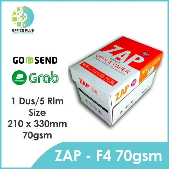 

Kertas HVS Folio F4 70gr ZAP 1 DUS / 5 Rim KERTAS FOLIO
