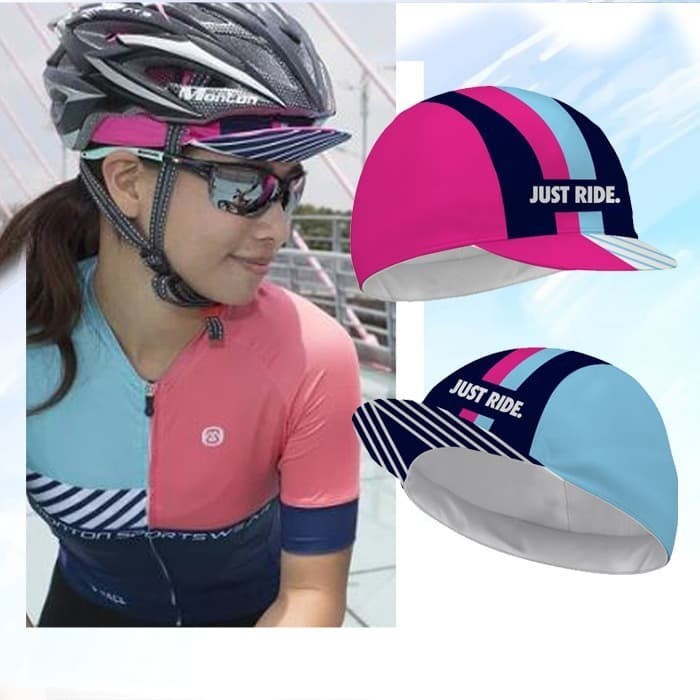 Topi Sepeda Just Ride CoolMax Cycling Cap Pink Tosca Color Unisex JR03