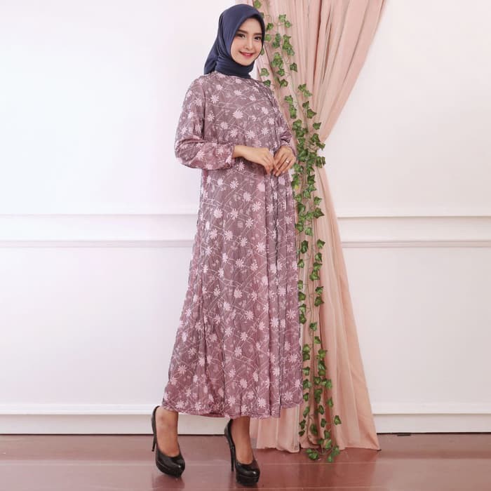 BAJU Baju Gamis Wanita Gamis Jumbo 4L Gamis Kaos Import Bunga 3222 GAMIS MUSLIM