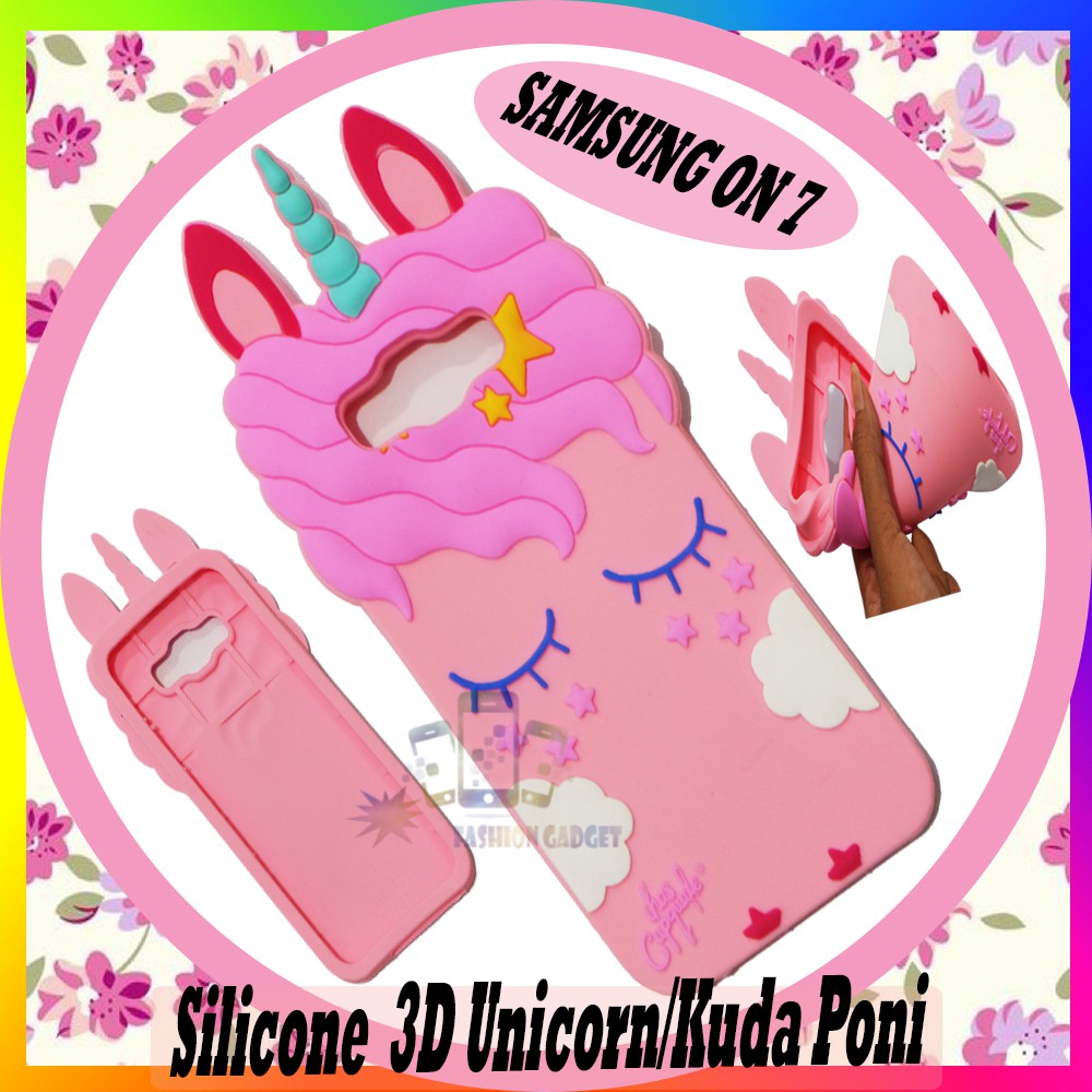 Silicone Rubber 3D Case Unicorn For Samsung Galaxy On 7 Kuda Poni Samsung Galaxy On 7