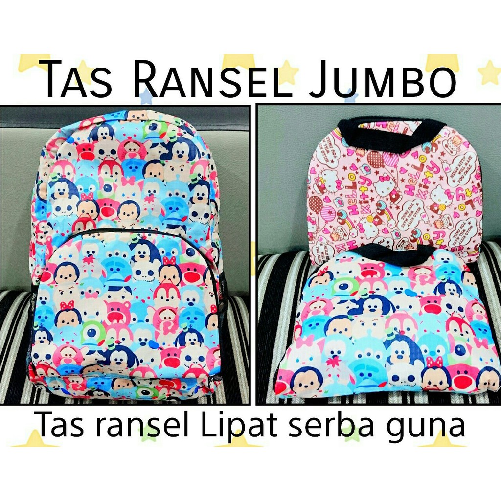 tas ransel lipat tsum tsum hello kitty