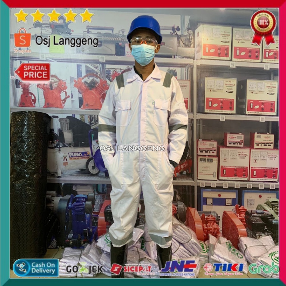 Wearpack Coverall Putih White Bahan American Drill / Wearpack Safety Berkualitas