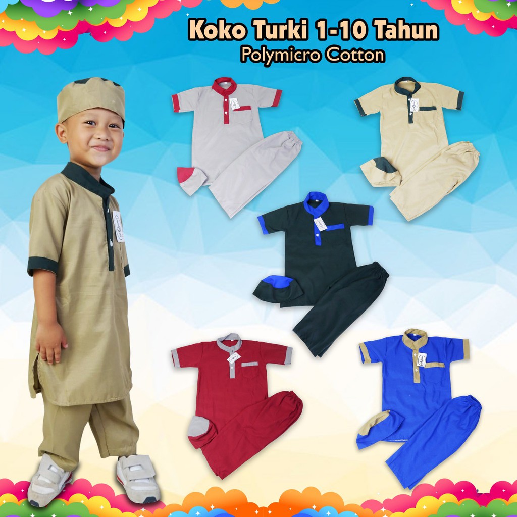 Baju Koko Muslim Anak Laki-laki Terbaru 2021 - Koko Turki 2-10tahun
