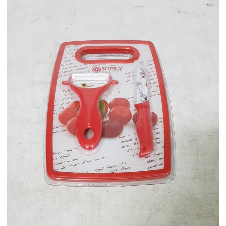 Set Pisau dan Peeler Talenan Plastik Supra