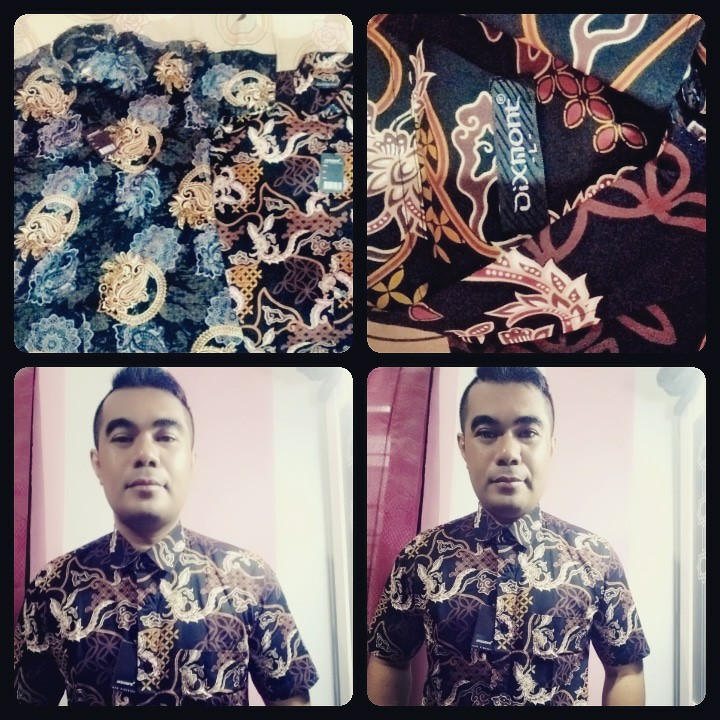 Kemeja Batik Pria Lengan Pendek Bs37 Katun Modern Dixmont Semi Slimfit Premium