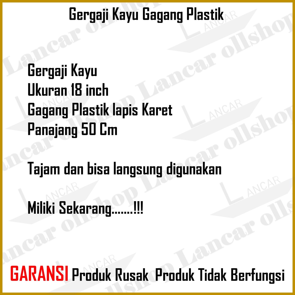 Gergaji Kayu gagang plastik 18 inch / Gergaji Tukang / Gergaji  Murah