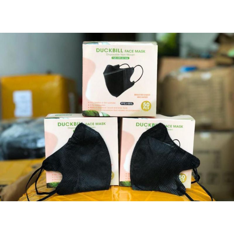Masker duckbill Face Mask box coklat 3ply premium y&b abu tua grey hitam putih garis mirip sensi
