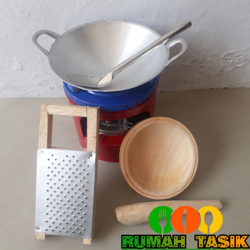 Set Mainan Masak Masakan Anak Tradisional Paket Parutan Dan Cobek