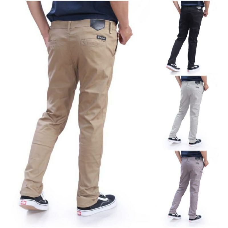 CELANA CHINO Panjang pria Slimfit KERJAHARIAN Santai Casual Formal Hitam Abu Cream Mocca Size 27-38