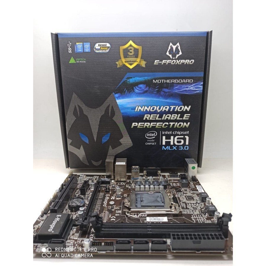 Motherboard EFFOXPRO H61 MLX USB 3.0 GARANSI 3 TAHUN TUKAR BARU