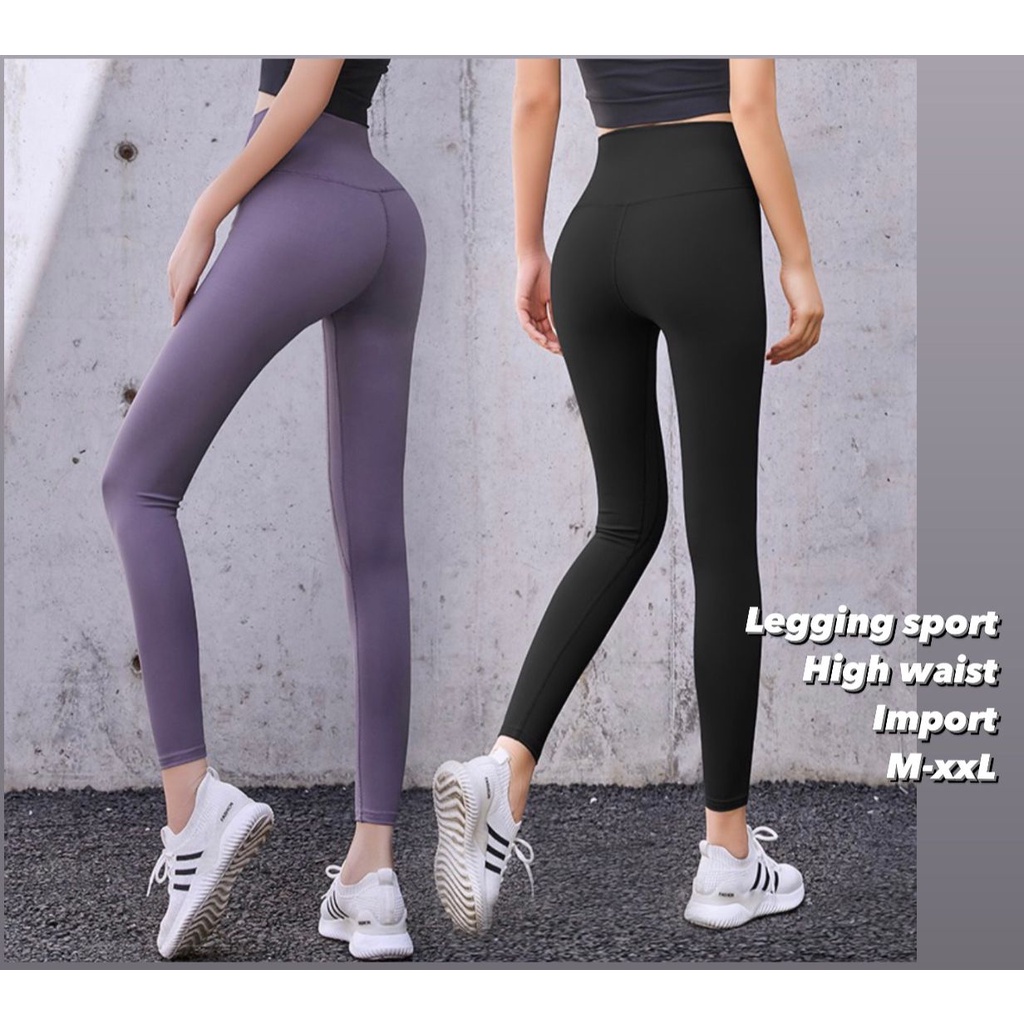 (COD) OH Fashion Celana Legging Olahraga Wanita High Waist Polos Gym &amp; Fitness &amp; Yoga Import #0JH37 / #JL02