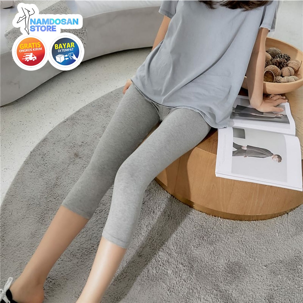 Leging Pendek Wanita Bahan Kaos Standar &amp; Jumbo - Celana Dalaman Ketat Sport