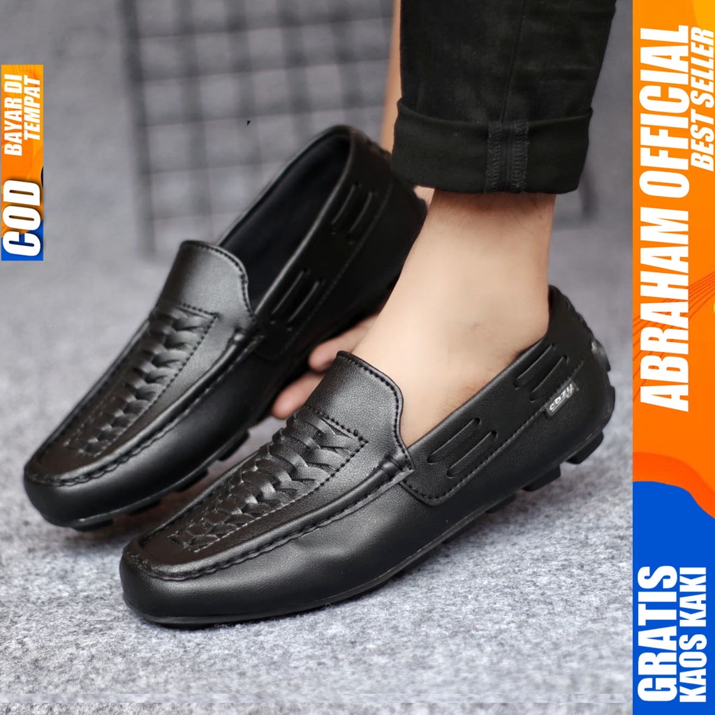 ABRHM x MORIZ Sepatu Casual Slip on Santai Kulit Sintetis Slop Cowok Anti Slip Ori