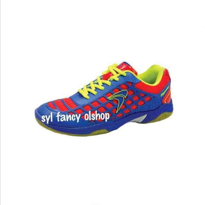 Sepatu Flypower Dieng Shoes-- Sepatu Badminton Blue/Red/Citrus