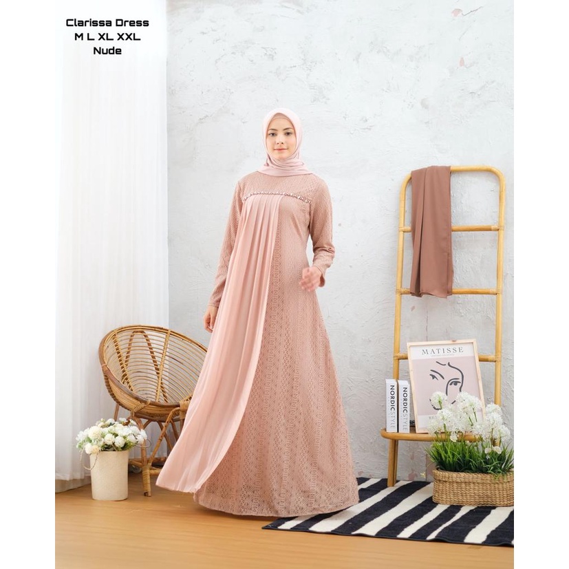 Permata Olshop / Clarissa Dress NF / Kebaya Modern / Gamis Kebaya Pesta Mewah