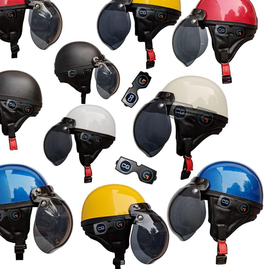 Paling Dicari.. HELM RETRO CHIPS CAT GLOS MERAH/KUNING/BIRU/CREAM/PUTIH/HITAM/HELM BOGO/HELM RETRO/H