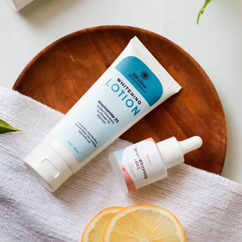 PAKET Hemat HR Glow Whitening Bodylotion 100ml & Serum Wajah Vit C 20ml - Original / Handbody Pemuti